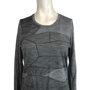 Icebreaker Womens Merino Wool Blend Long Sleeve Graphic Top Gray Size M